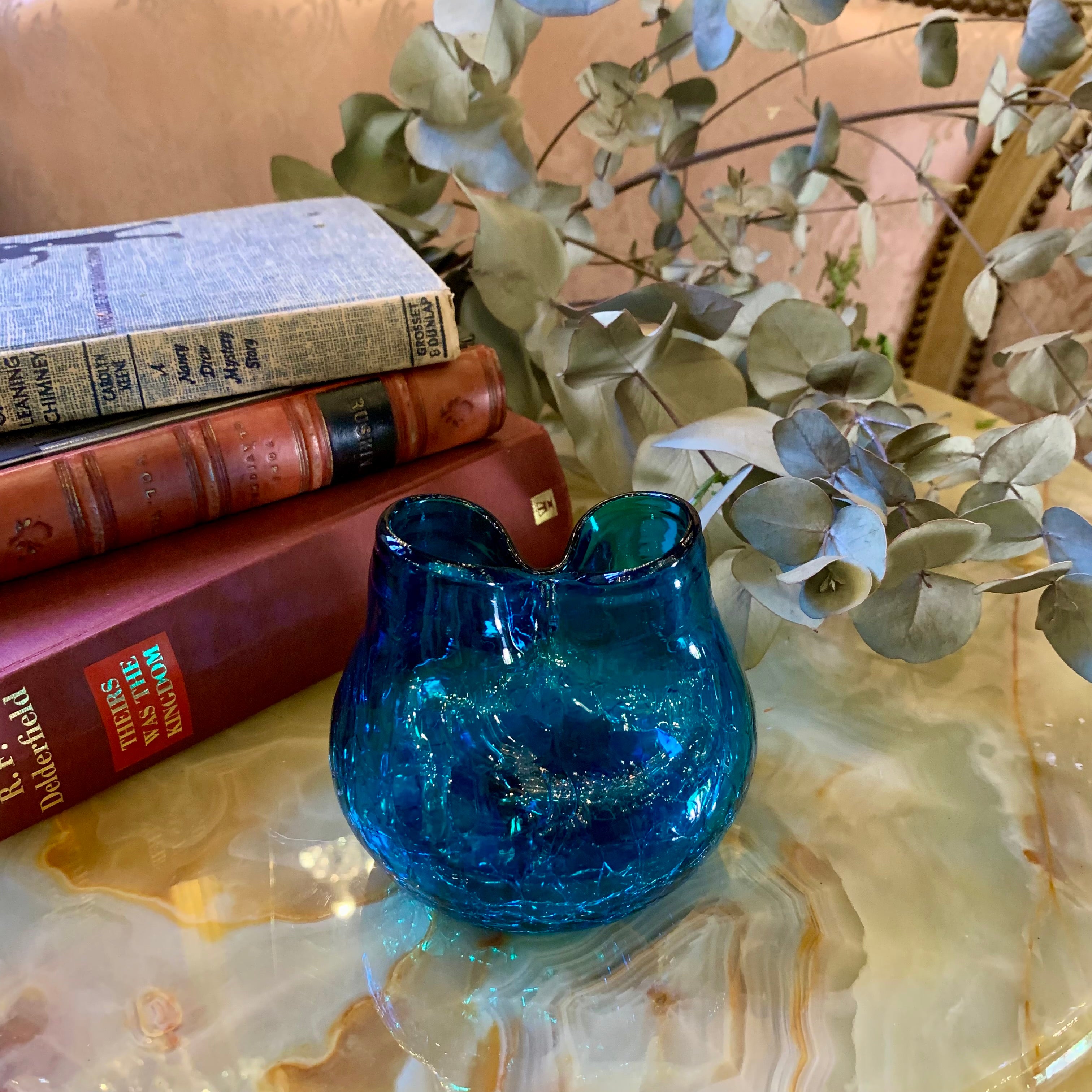 Vivid Blue Double Mouth Murano Vase