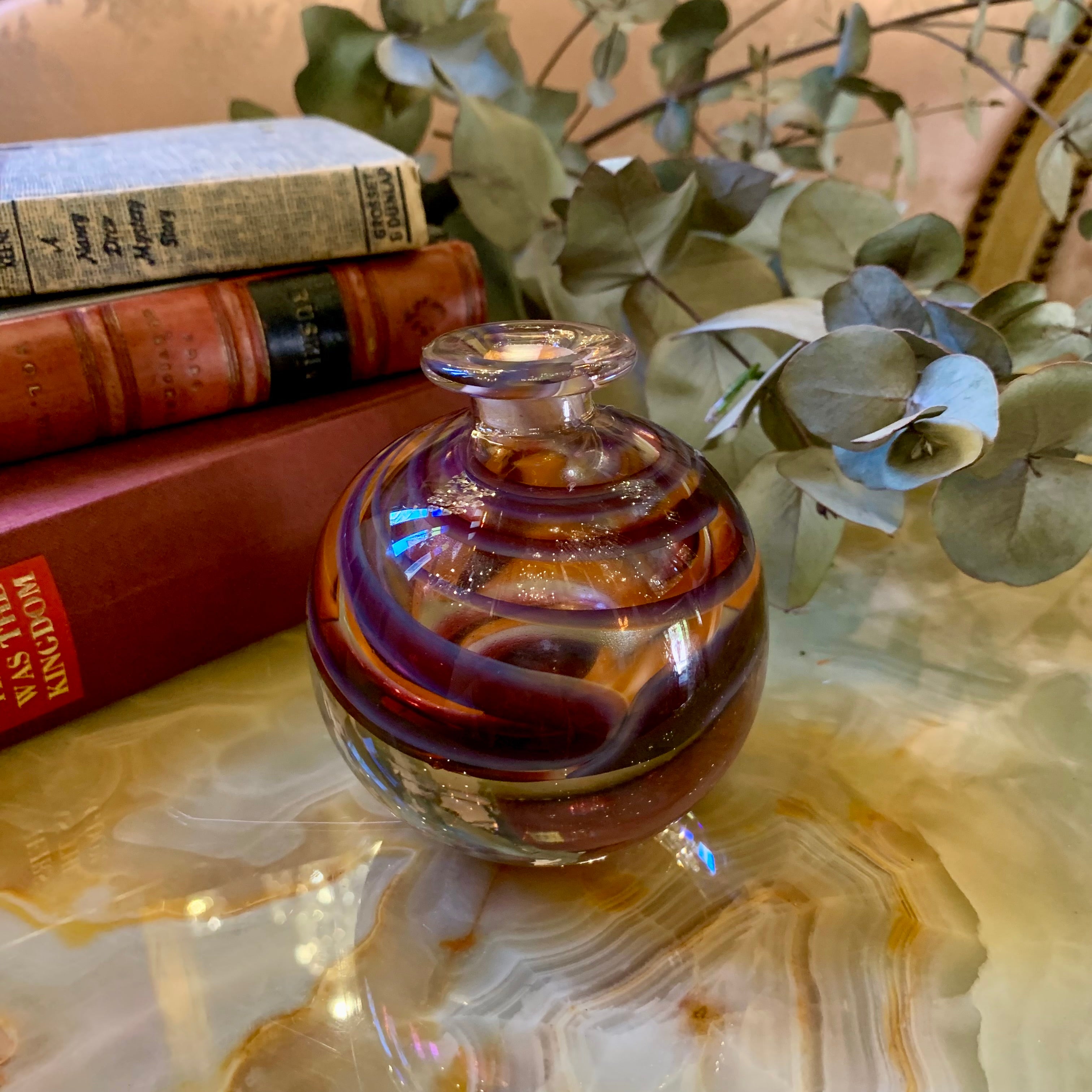 Petite Purple and Orange Swirl Murano Vase