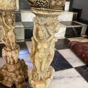 Antique Asian Style Hand Carved Pillars