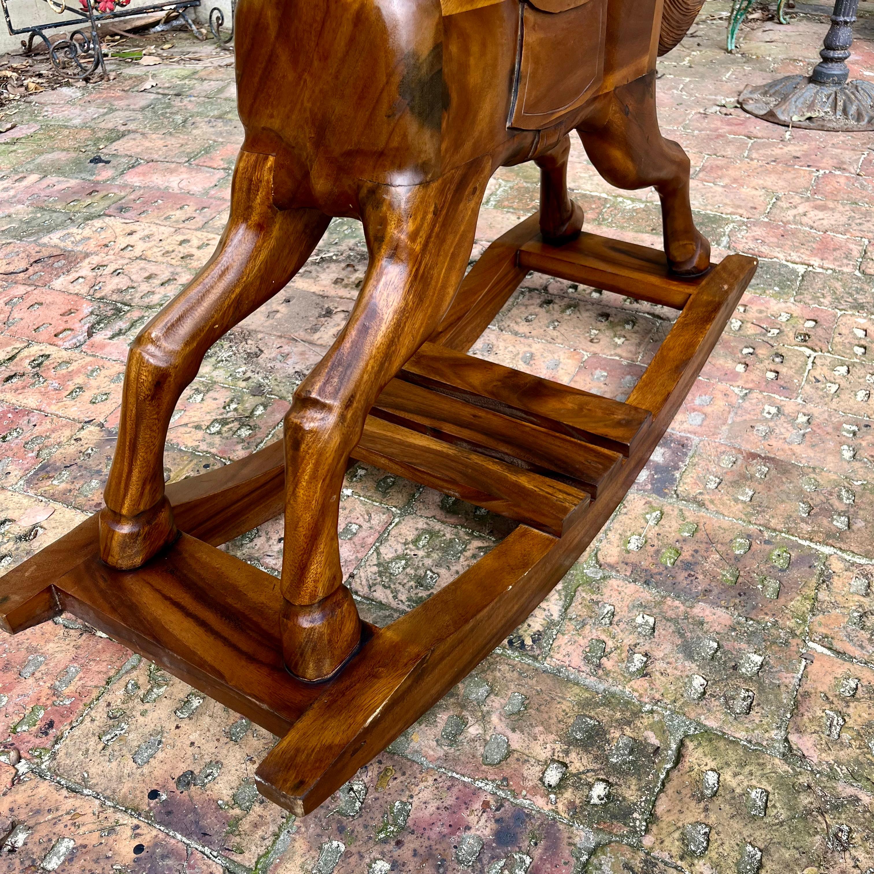 Hand Carved White Cedarwood Rocking Horse - SOLD