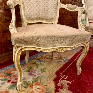 Luxurious Cream and Gilt Gold Salon Chairs