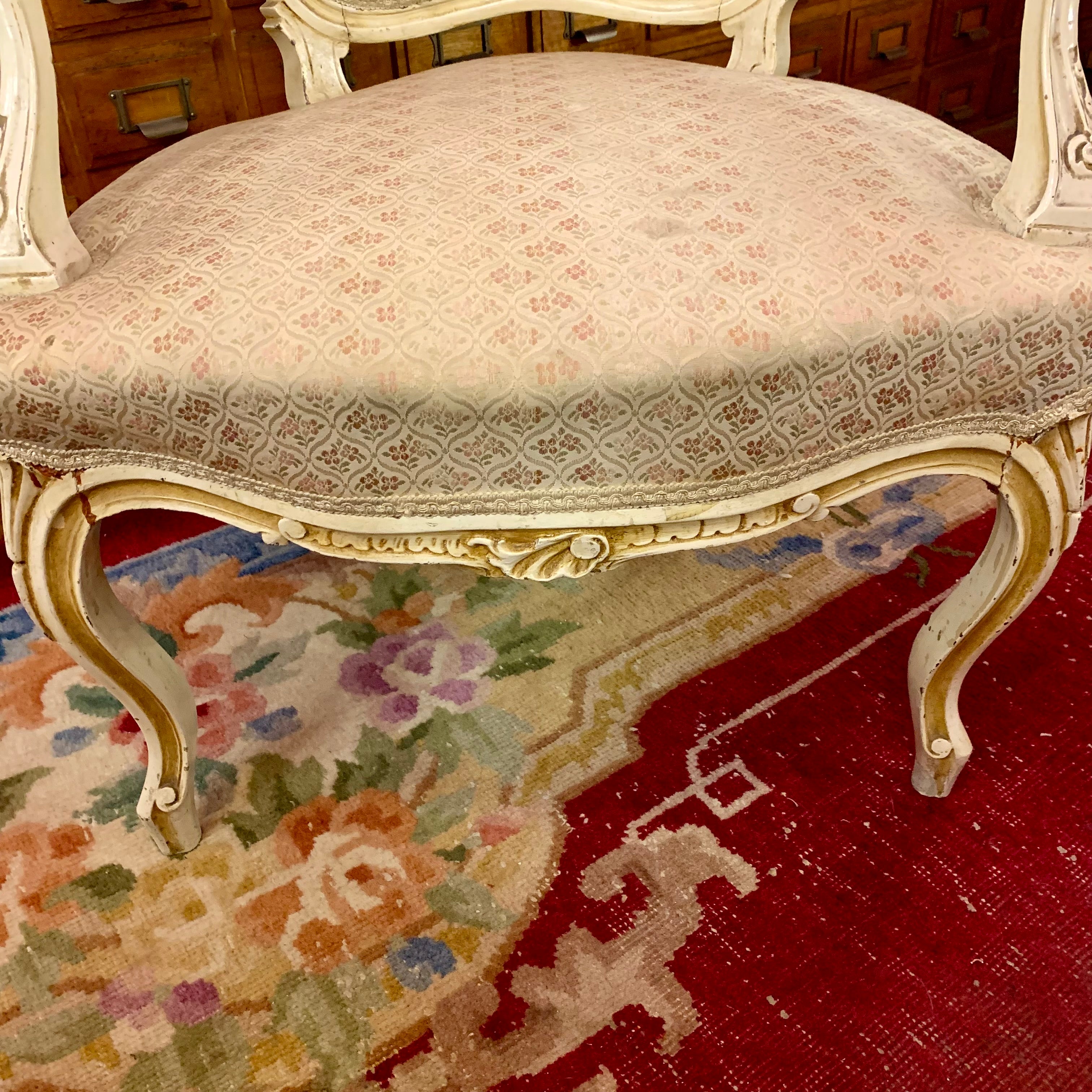 Luxurious Cream and Gilt Gold Salon Chairs