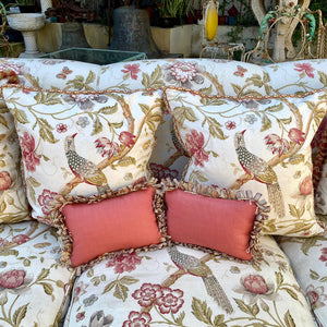 Vintage Upholstered Sofa with Feather Cushions