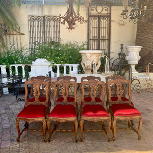 Set of 8 Antique Carved Oak Dining Chairs