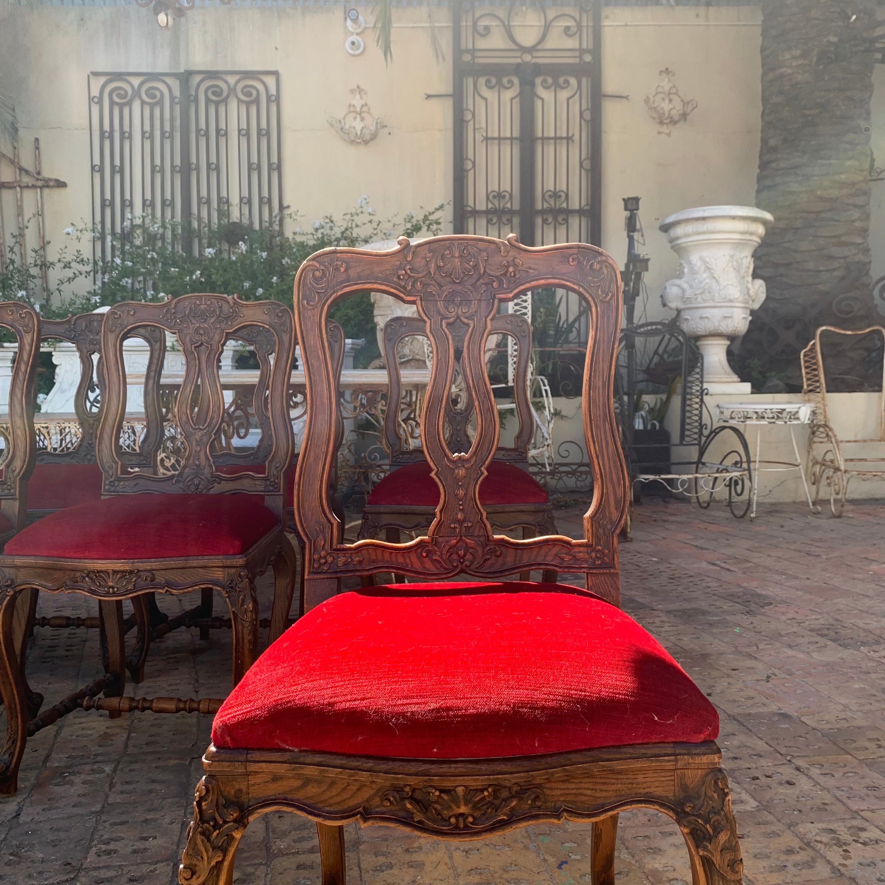 Set of 8 Antique Carved Oak Dining Chairs