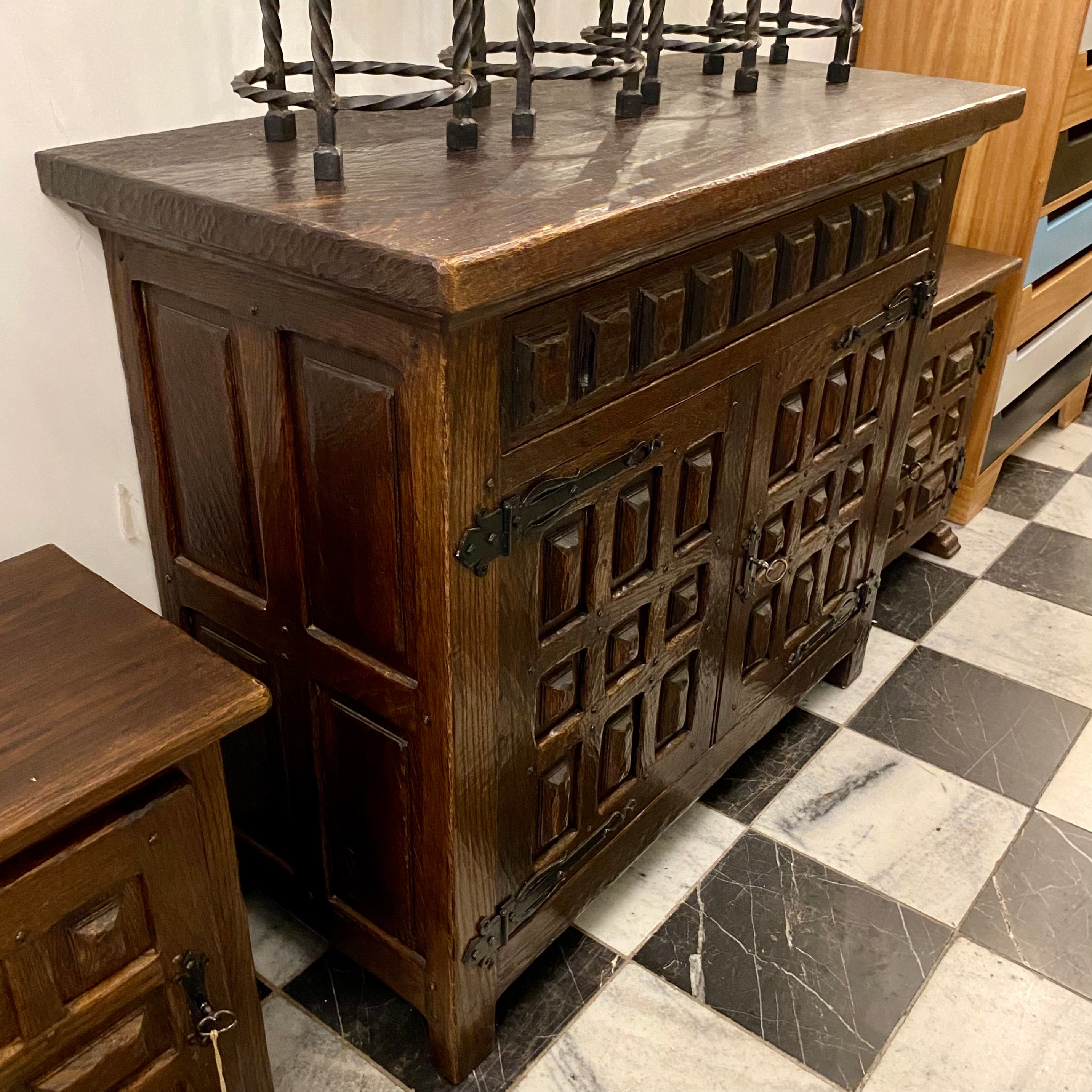 Larger Antique Oak Spanish Cabinet