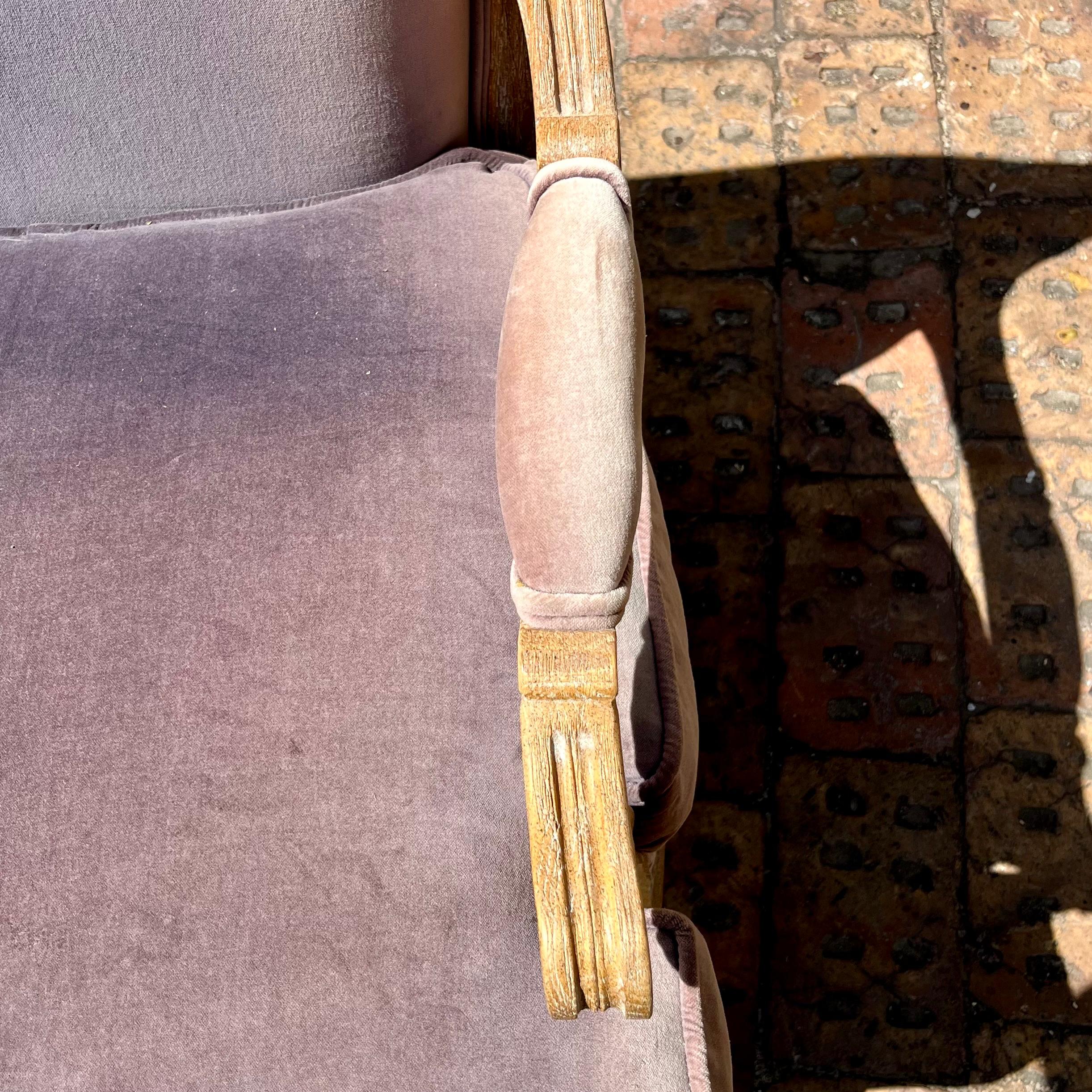 Pair of Lavender Velvet Louis XV Style Armchairs - SOLD