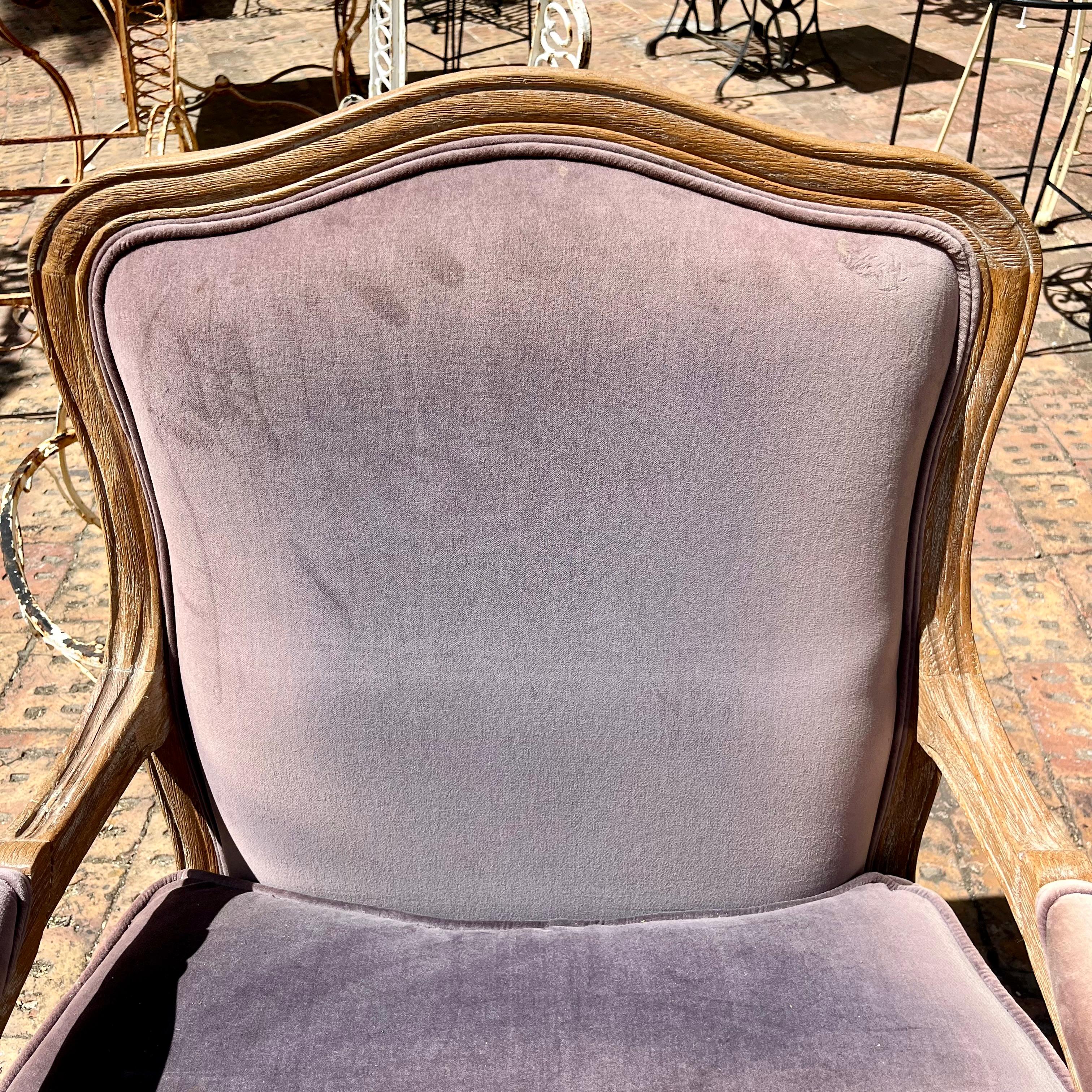 Pair of Lavender Velvet Louis XV Style Armchairs - SOLD