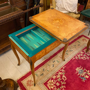 Antique Inlaid Games Table with Brass Castings