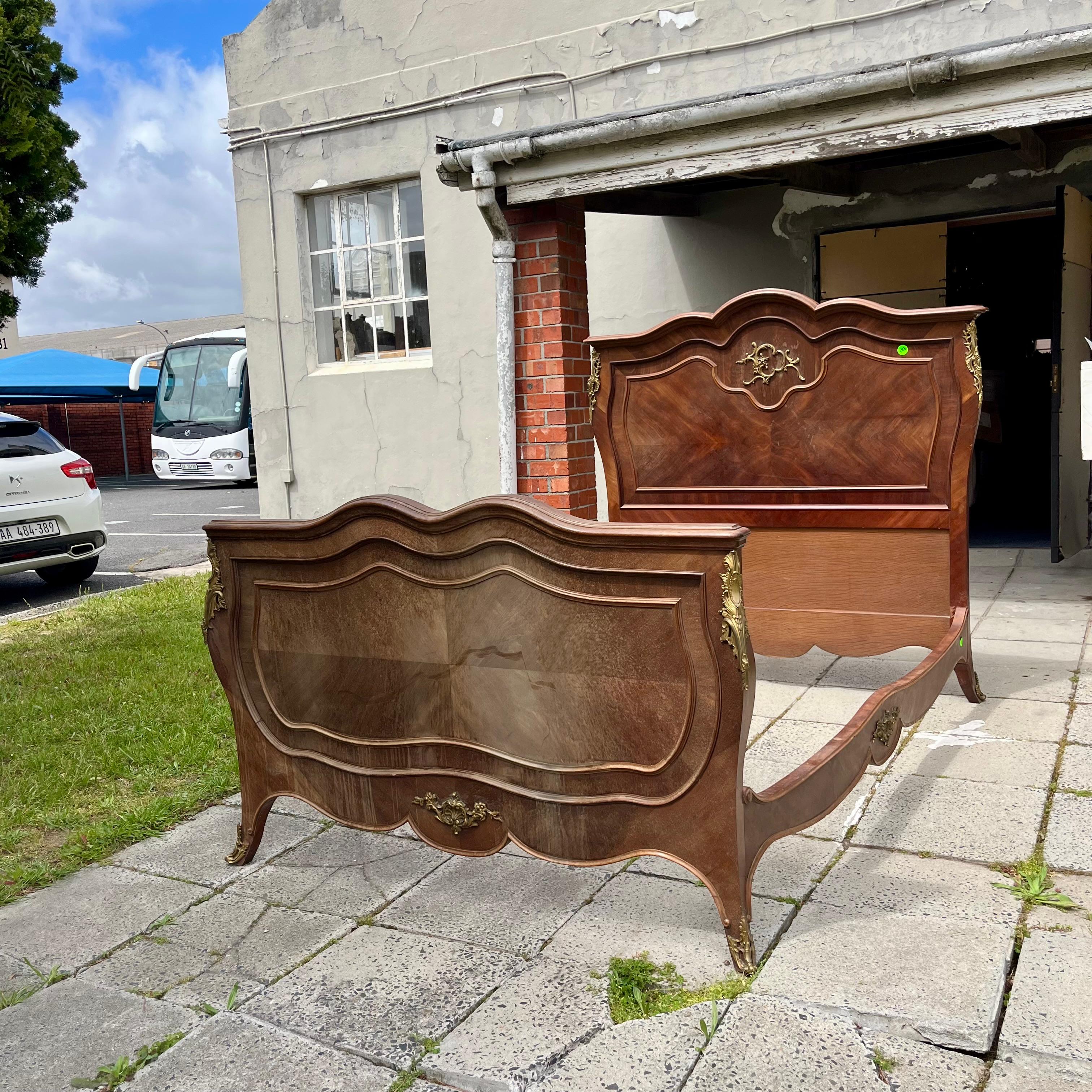 Antique Louis XV Style Bed with Gilt Accents - Queen Size, c. 1900 - SOLD