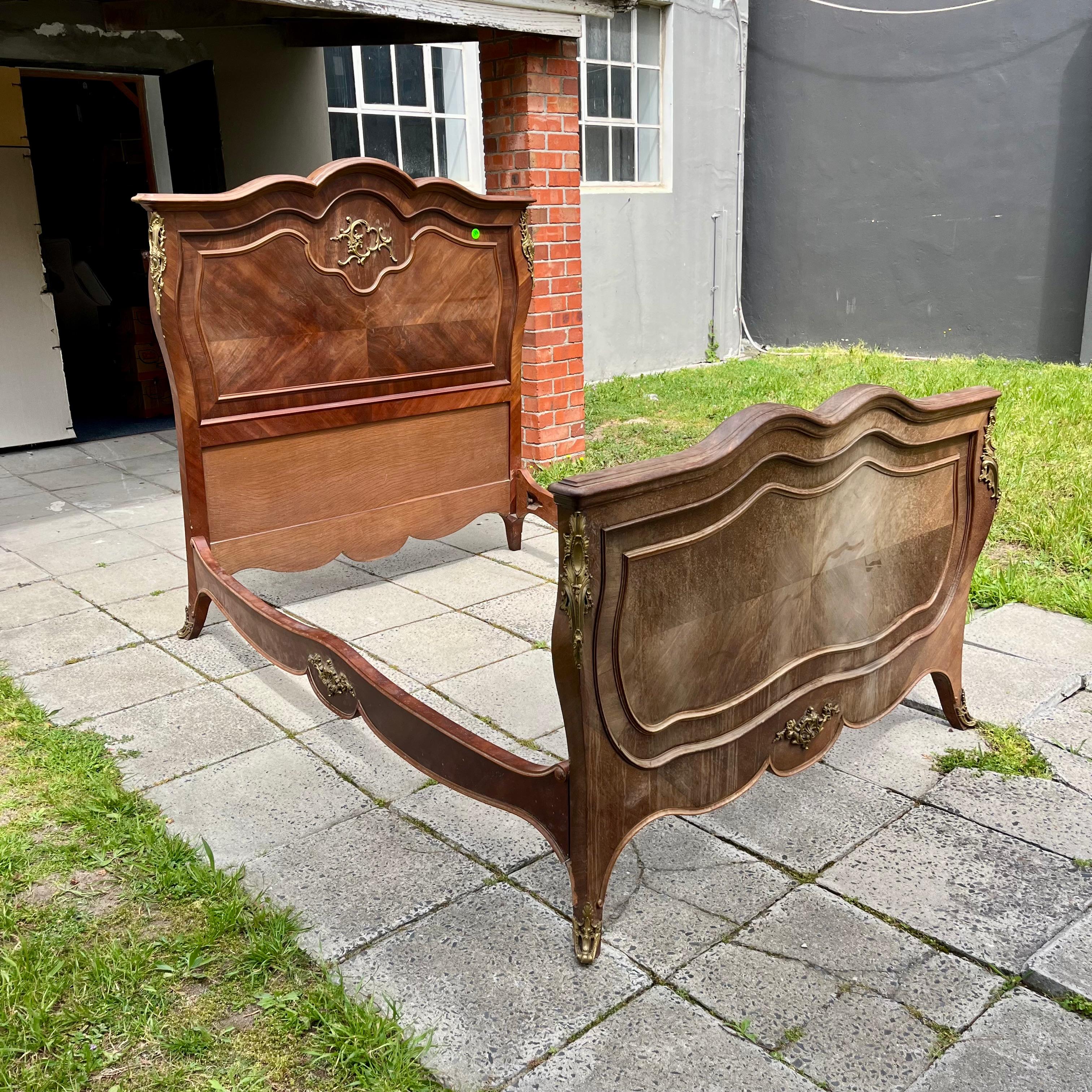 Antique Louis XV Style Bed with Gilt Accents - Queen Size, c. 1900 - SOLD