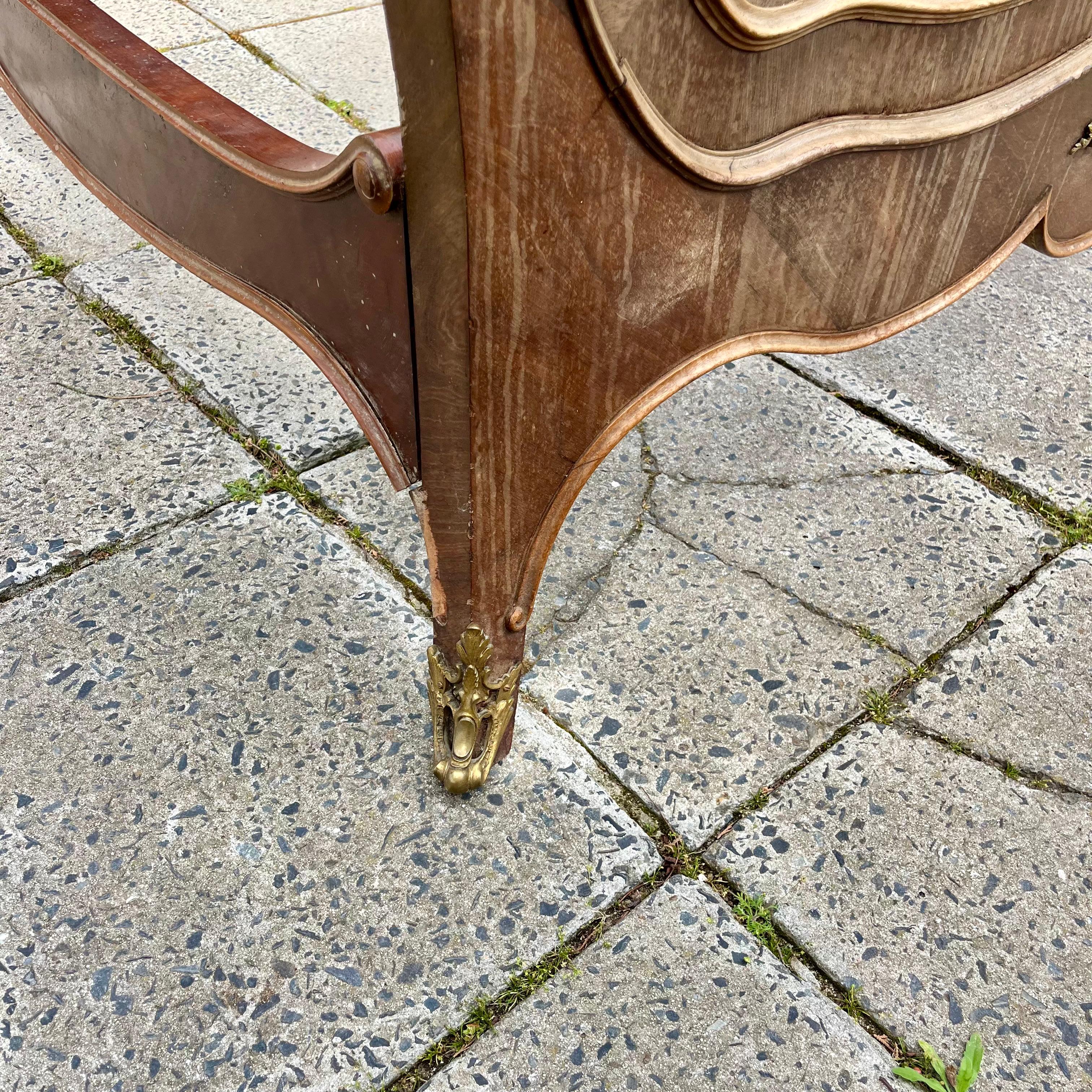 Antique Louis XV Style Bed with Gilt Accents - Queen Size, c. 1900 - SOLD