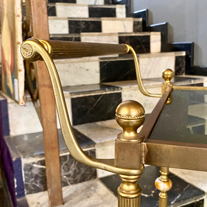 Brass Drinks Trolley with Marble Accent