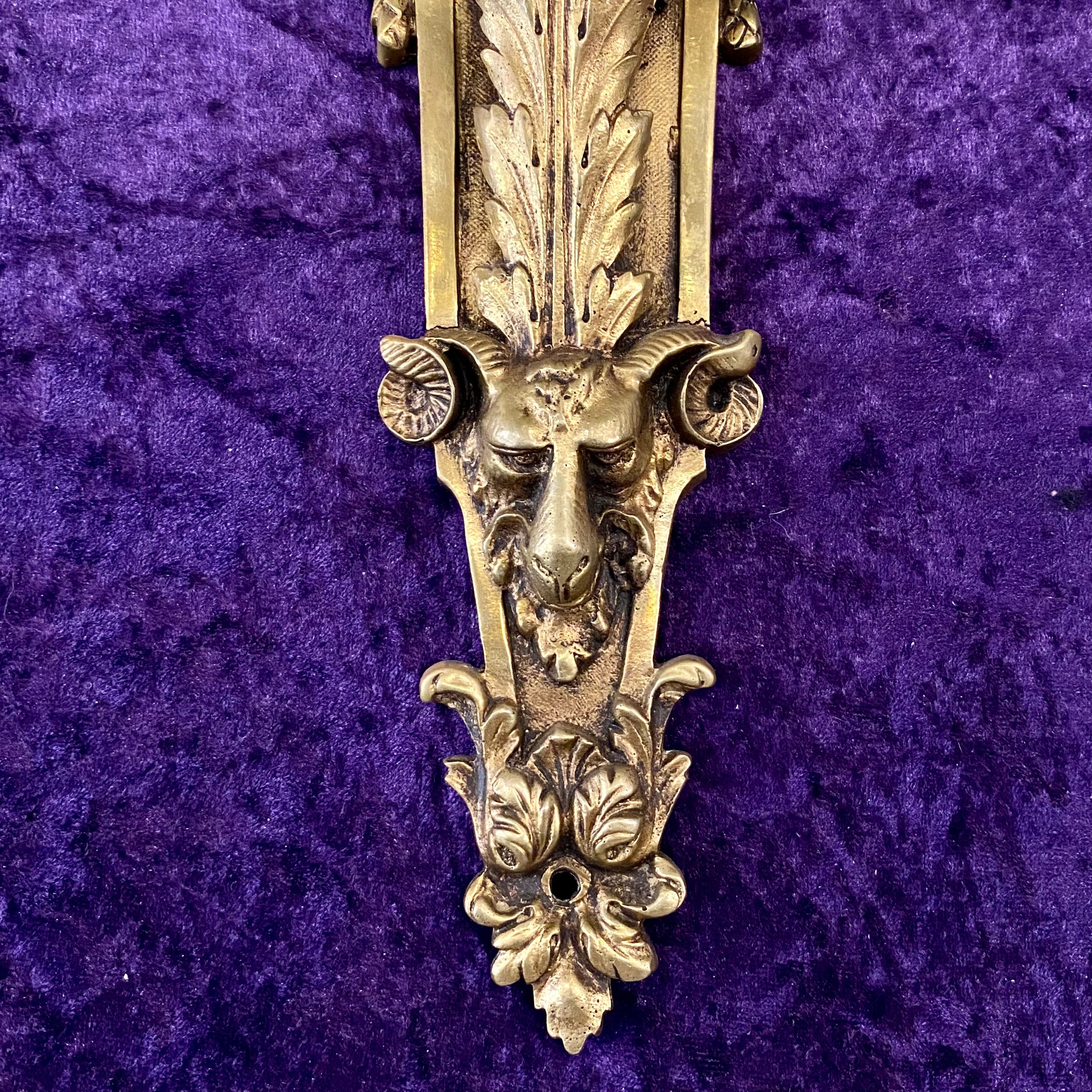 Antique Brass Ram Head Two Arm Sconce