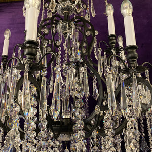 Extremely Large Matte Black Crystal Chandelier