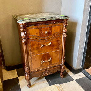 Pair of Bedside Pedestals with Marble Top