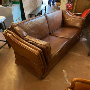 Brown Knoll Leather Sofa