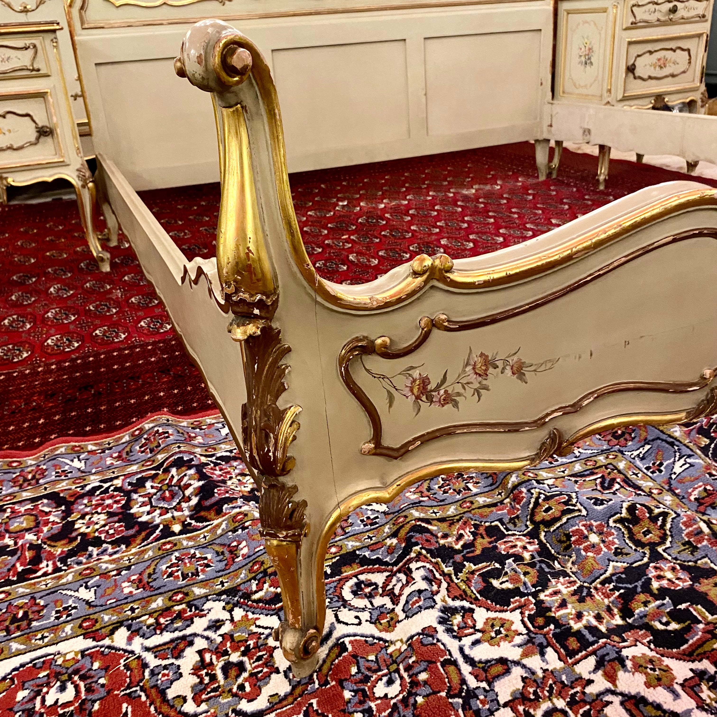 Antique Hand Painted & Gilt Italian Bedroom Set