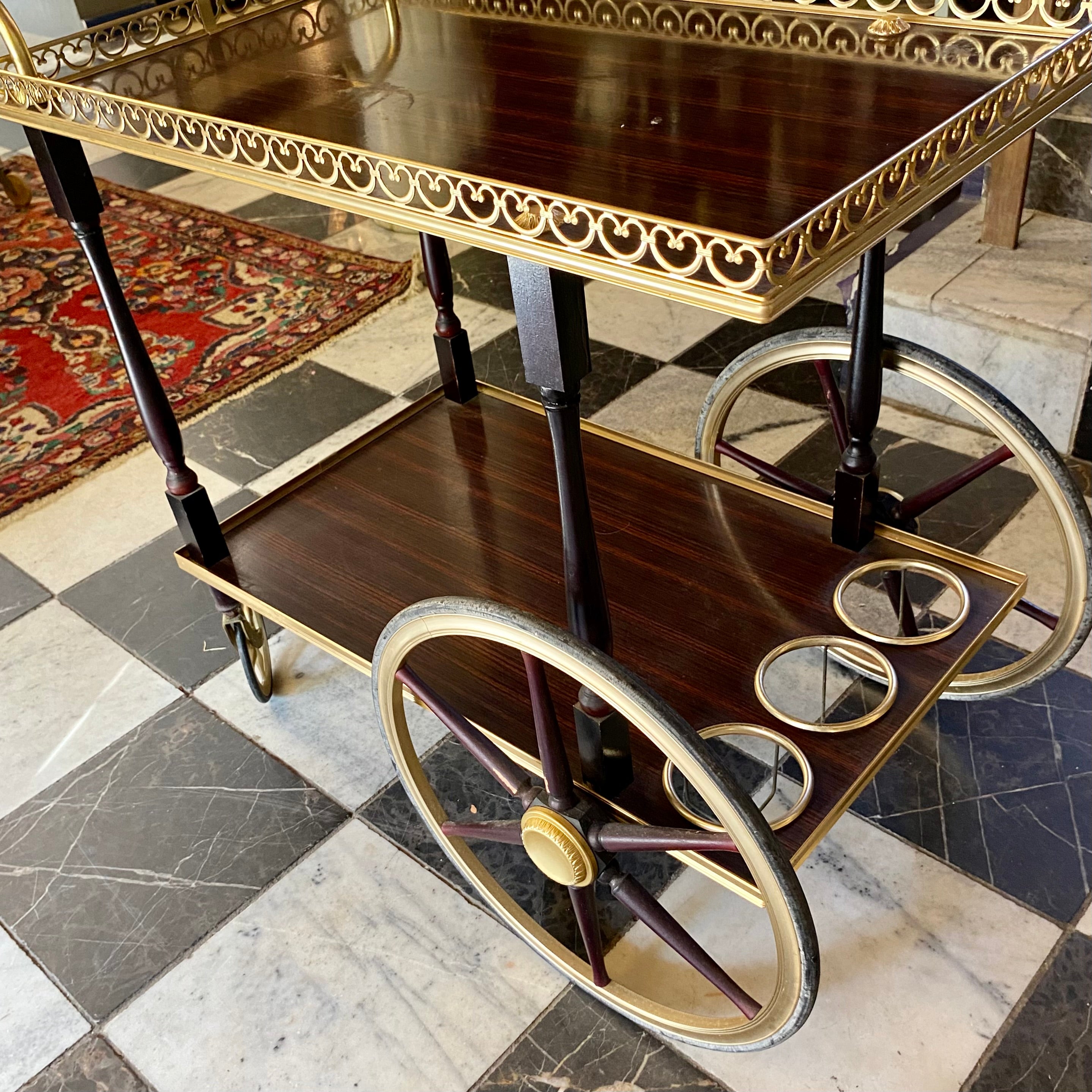 A Vintage Drinks Trolley with Brass Details