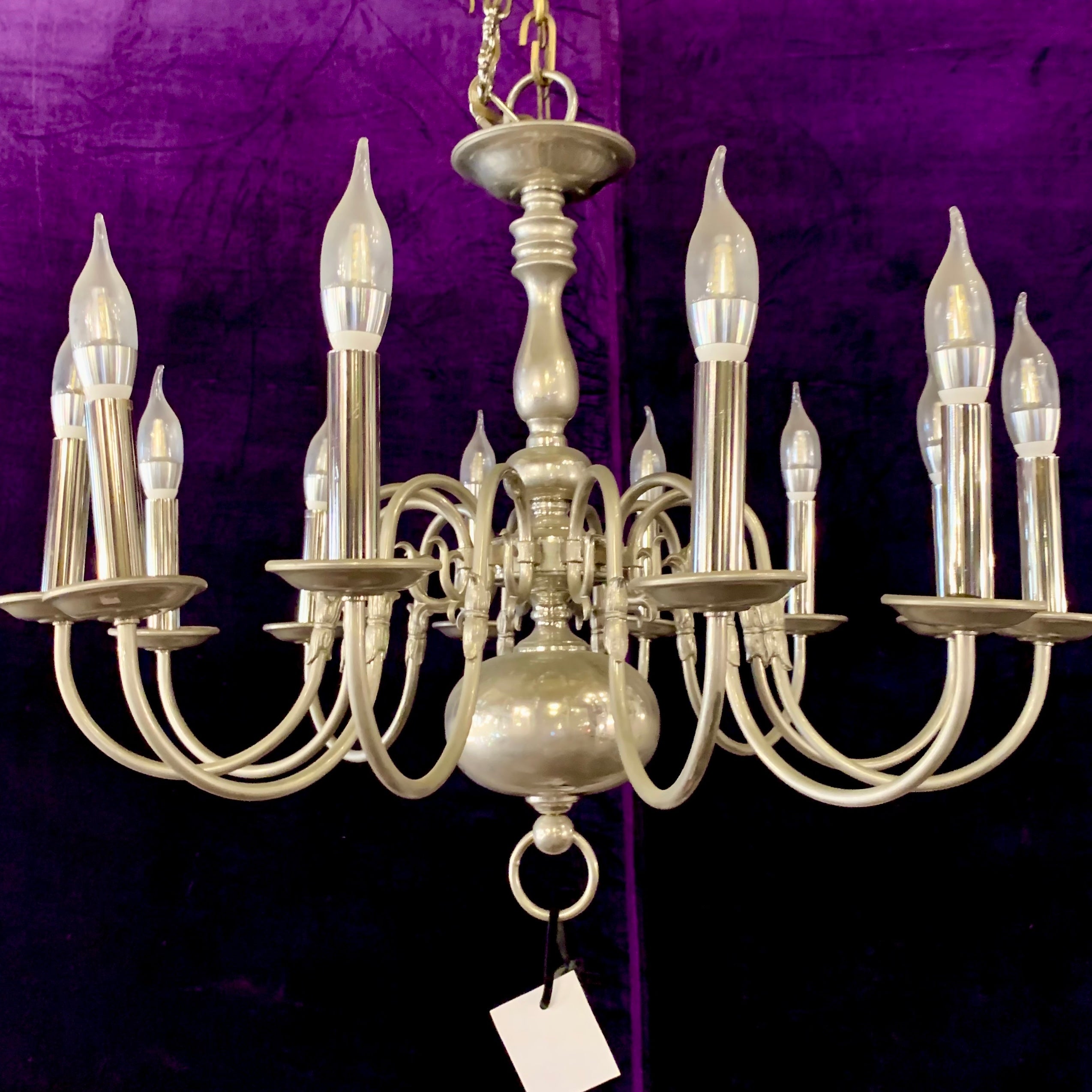 Antique Polished Nickel Flemish Chandelier - SOLD