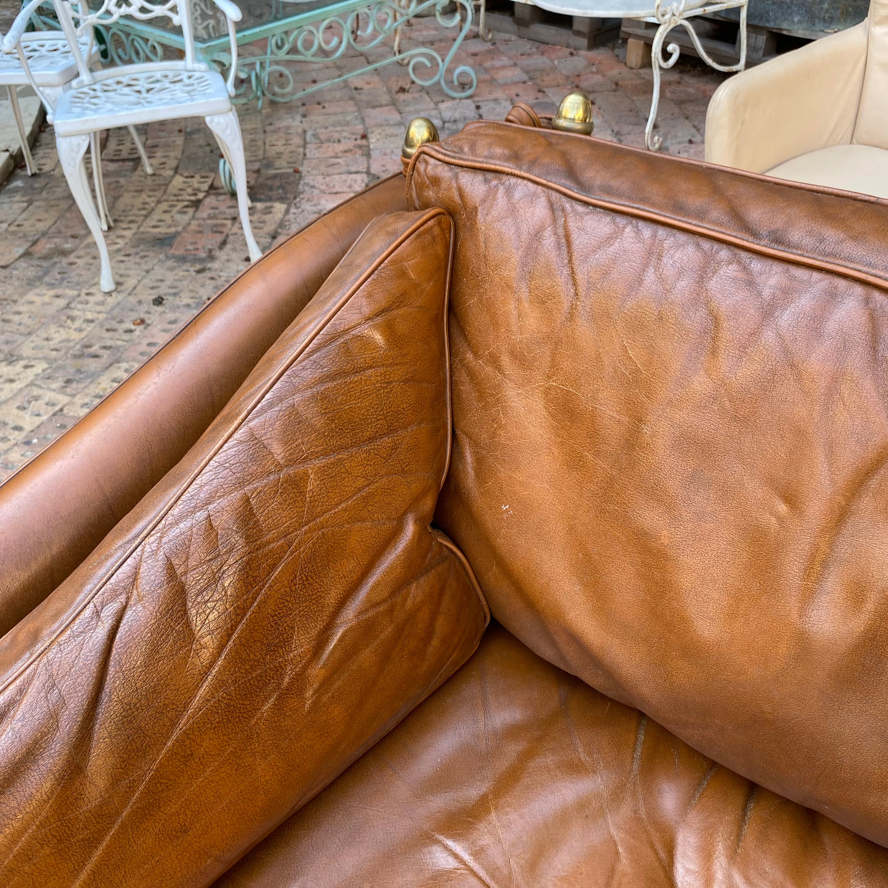 Vintage Knoll Leather Wingback Armchair