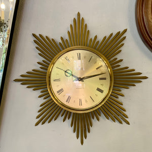 Vintage Sun Burst Brass Clock