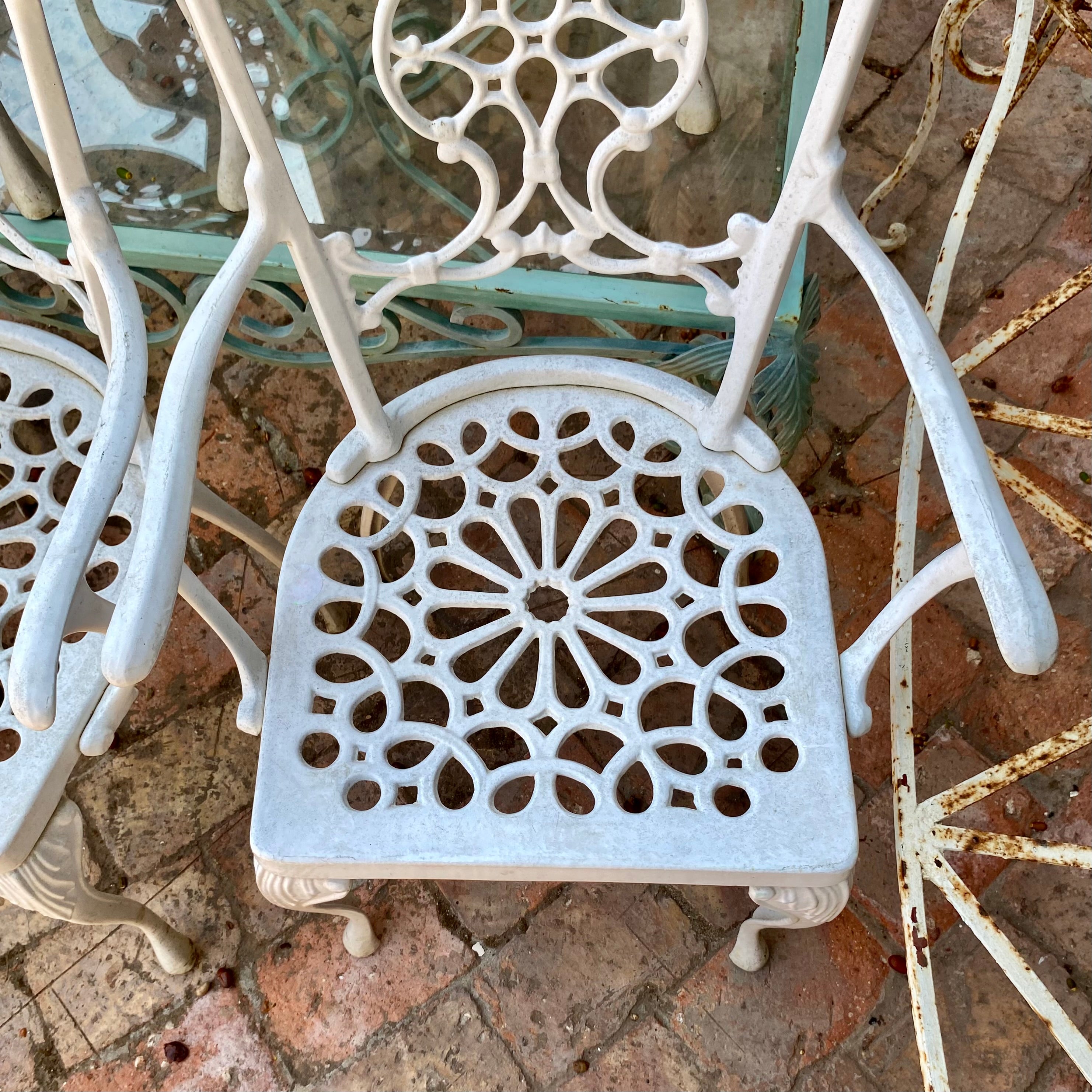 Set of French Cast Iron Dining Chairs