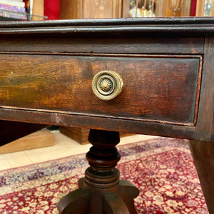 Antique Drop Leaf Table with Brass Accents