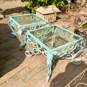 Rustic Wrought Iron Side Tables