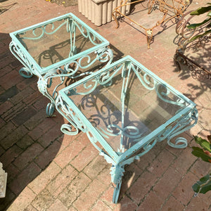 Rustic Wrought Iron Side Tables