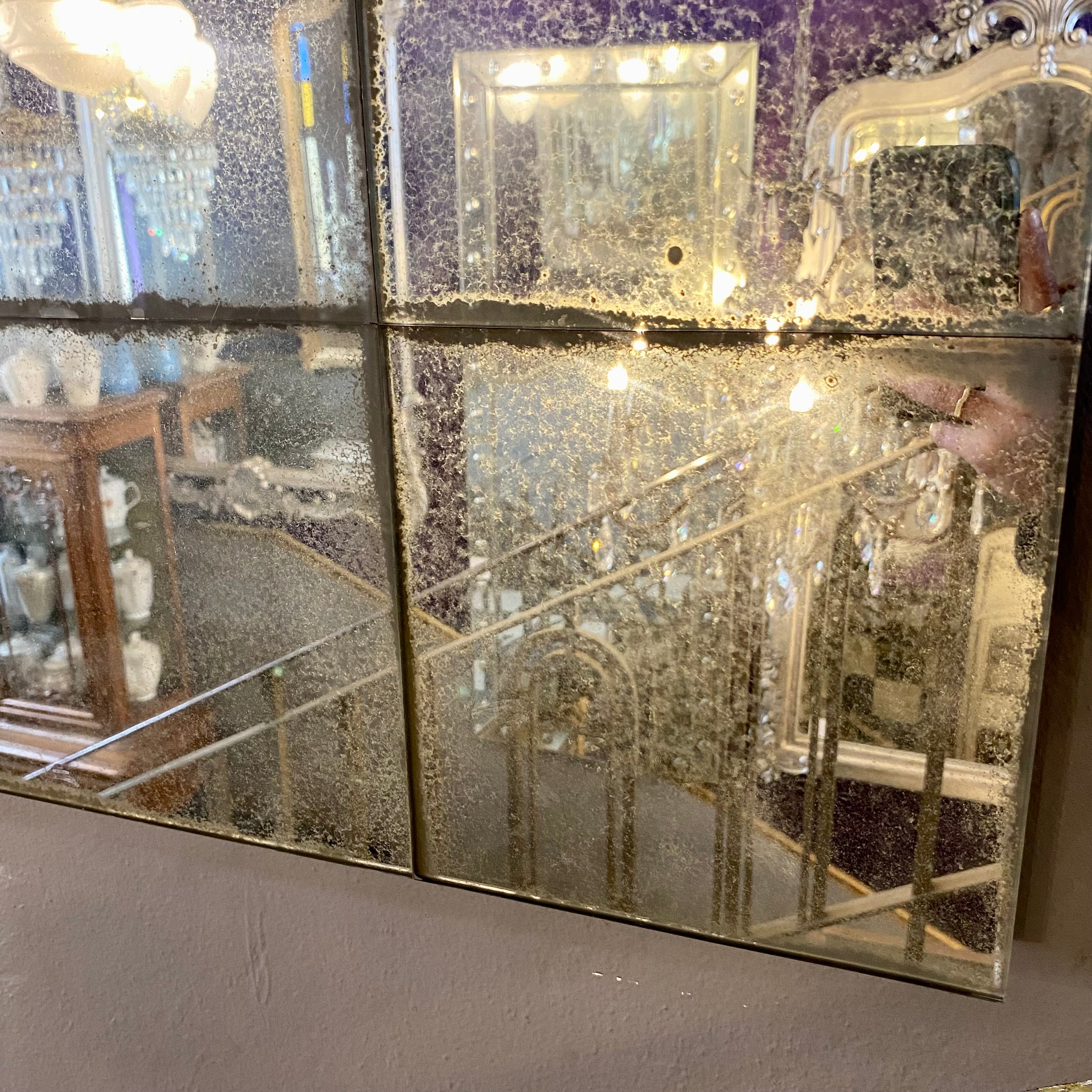 Aged Panelled Mirror