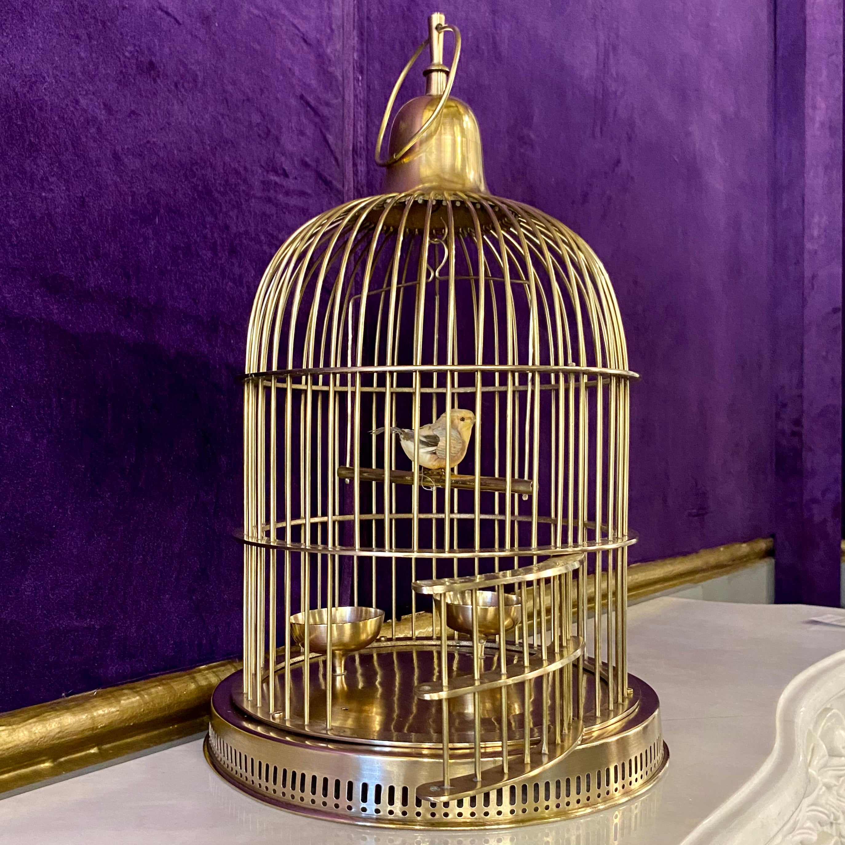 Vintage Polished Brass Bird Cage Delos Antiques