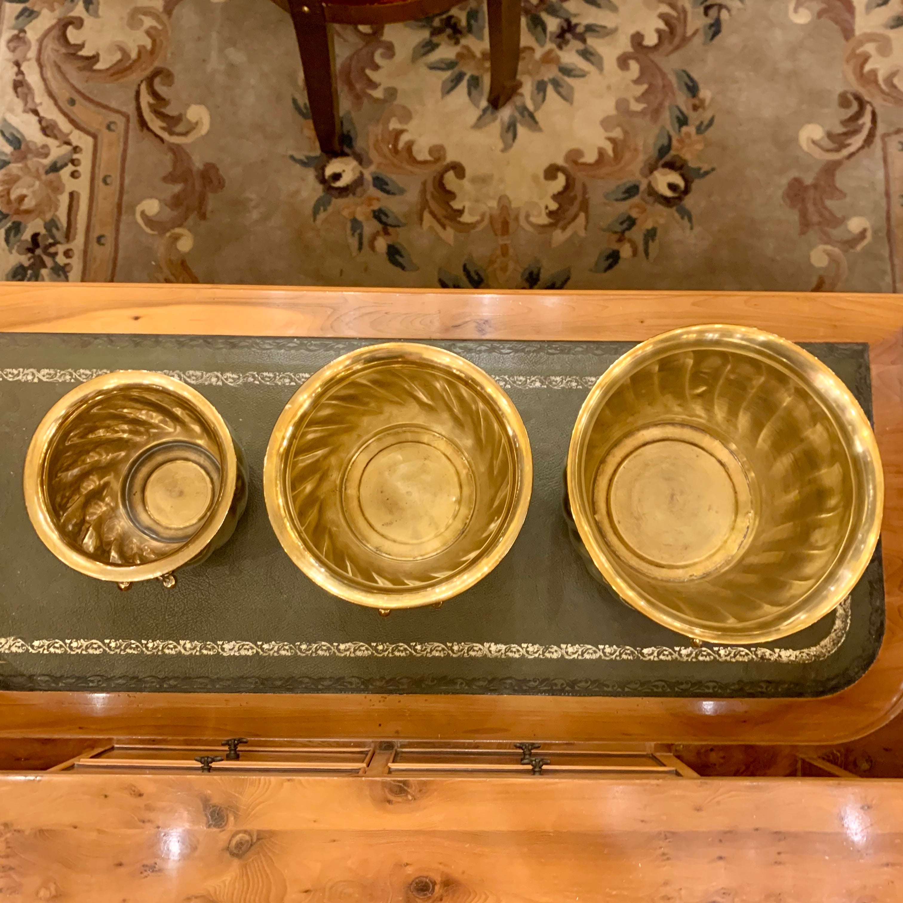 Antique Trio of Brass Pots