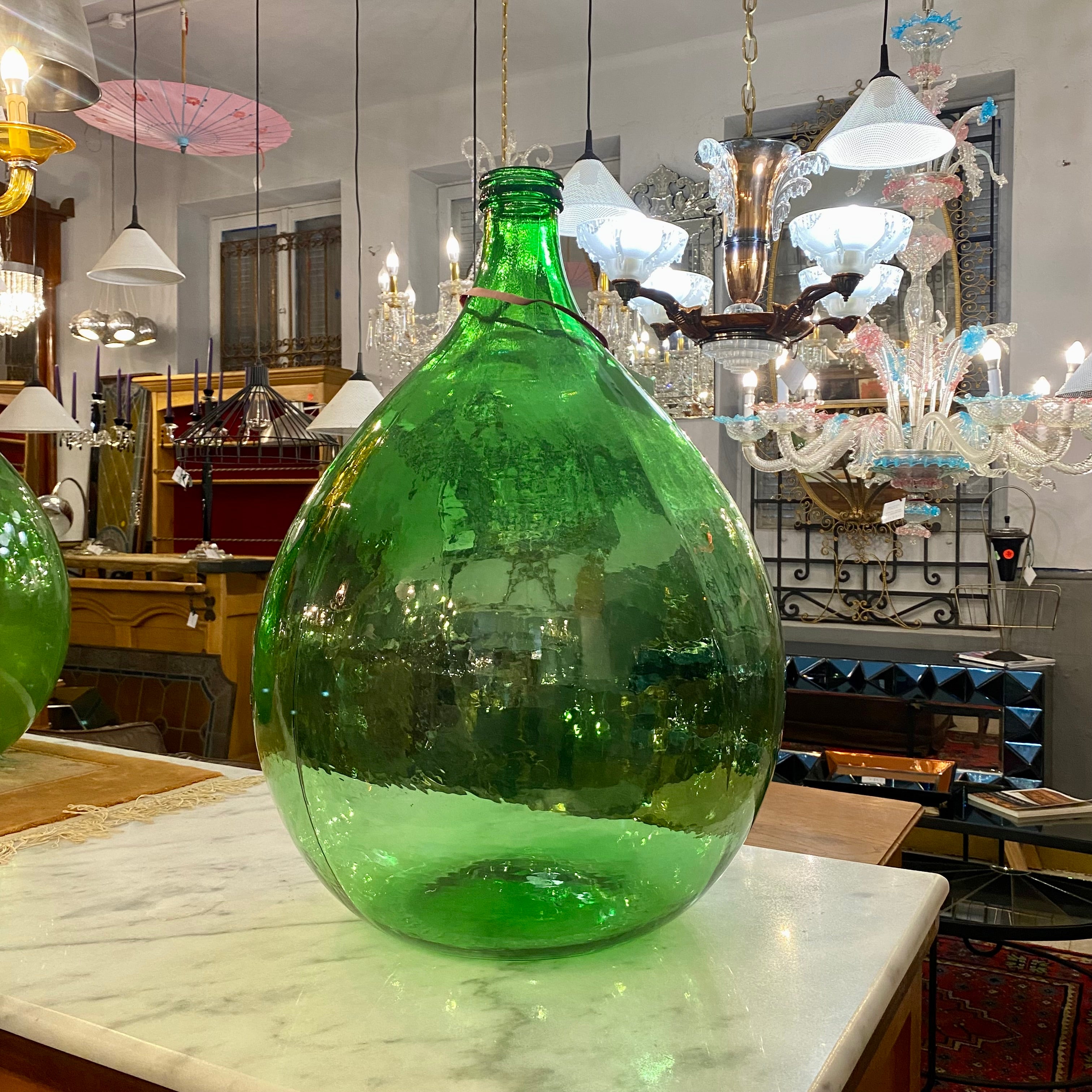 Vintage Green Demijohn Bottle