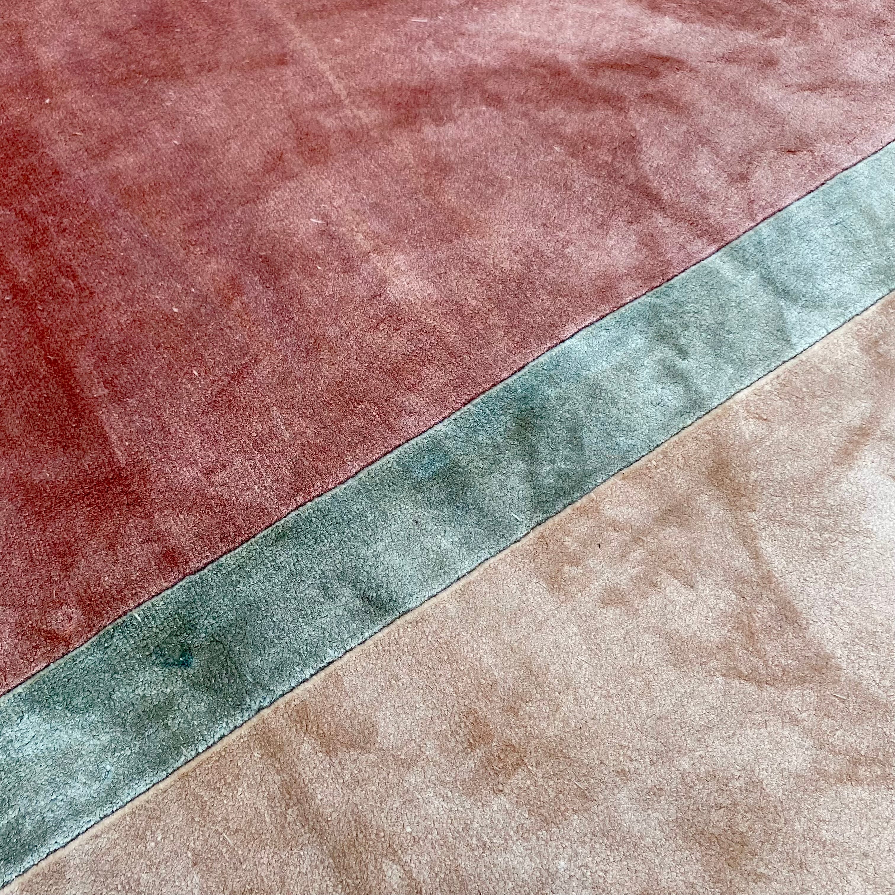 Large Vintage Muted Tone Carpet with Floral Detail