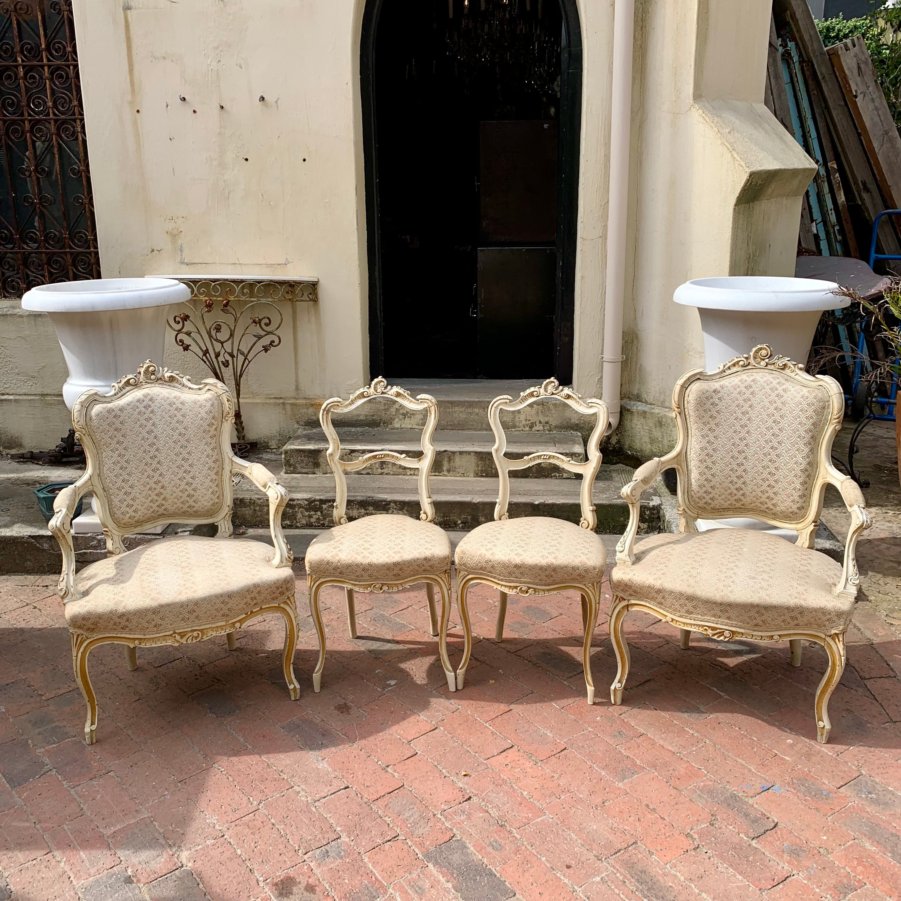 Luxurious Cream and Gilt Gold Salon Chairs