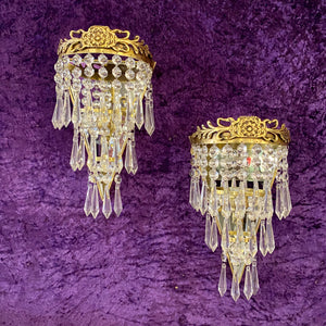 Pair of Polished Brass Waterfall Sconces