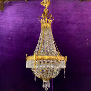 Gorgeous Antique Brass Neoclassical Chandelier