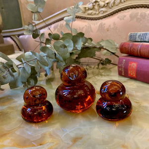 Set of 3 Burnt Amber Murano Birds