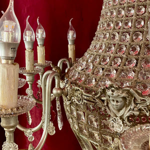 Beautiful Antique Crystal Neoclassical Chandelier