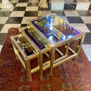 Gorgeous Vintage Brass and Glass Nesting Tables