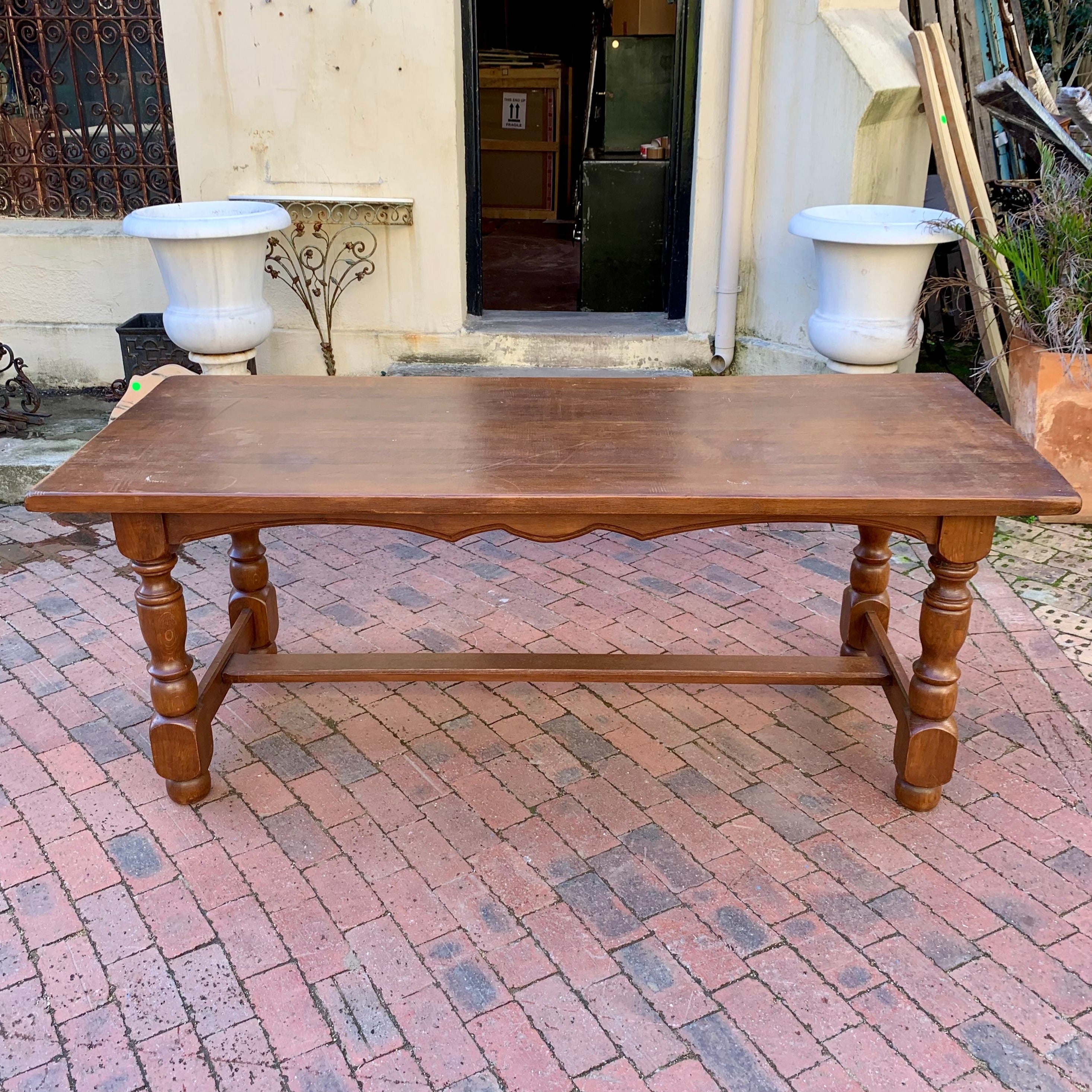 Antique Oak Dining Table with Chairs