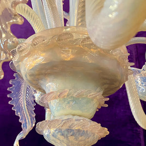 Absolutely Stunning and Unusual Milky Glass Pink Murano Chandelier