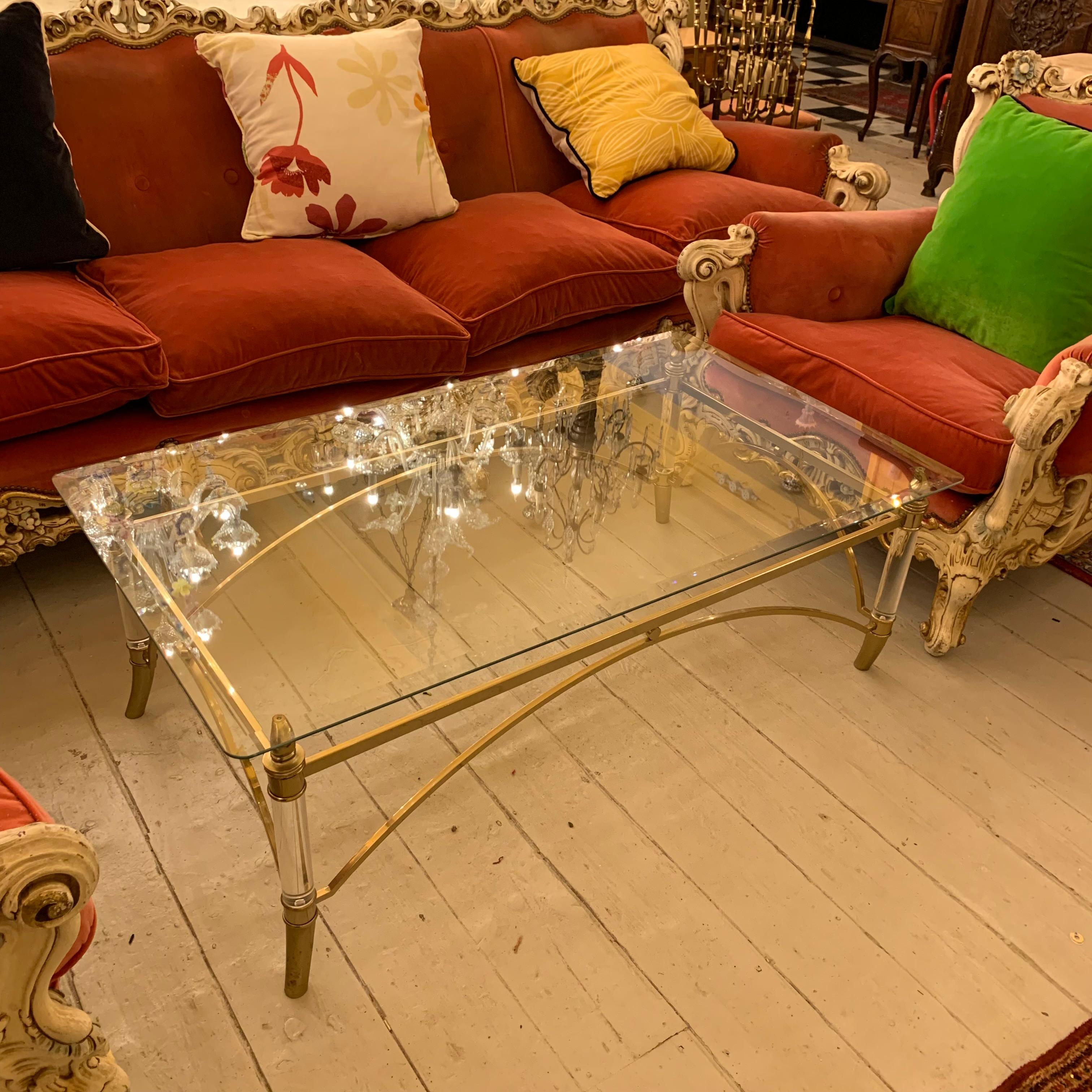 Vintage Brass and Glass Coffee Table