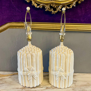 Pair of Mid-Century Italian Ceramic Asparagus Bundle Lamps -SOLD
