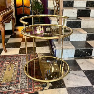 Hollywood Regency Round Bar Cart, c. 1970s
