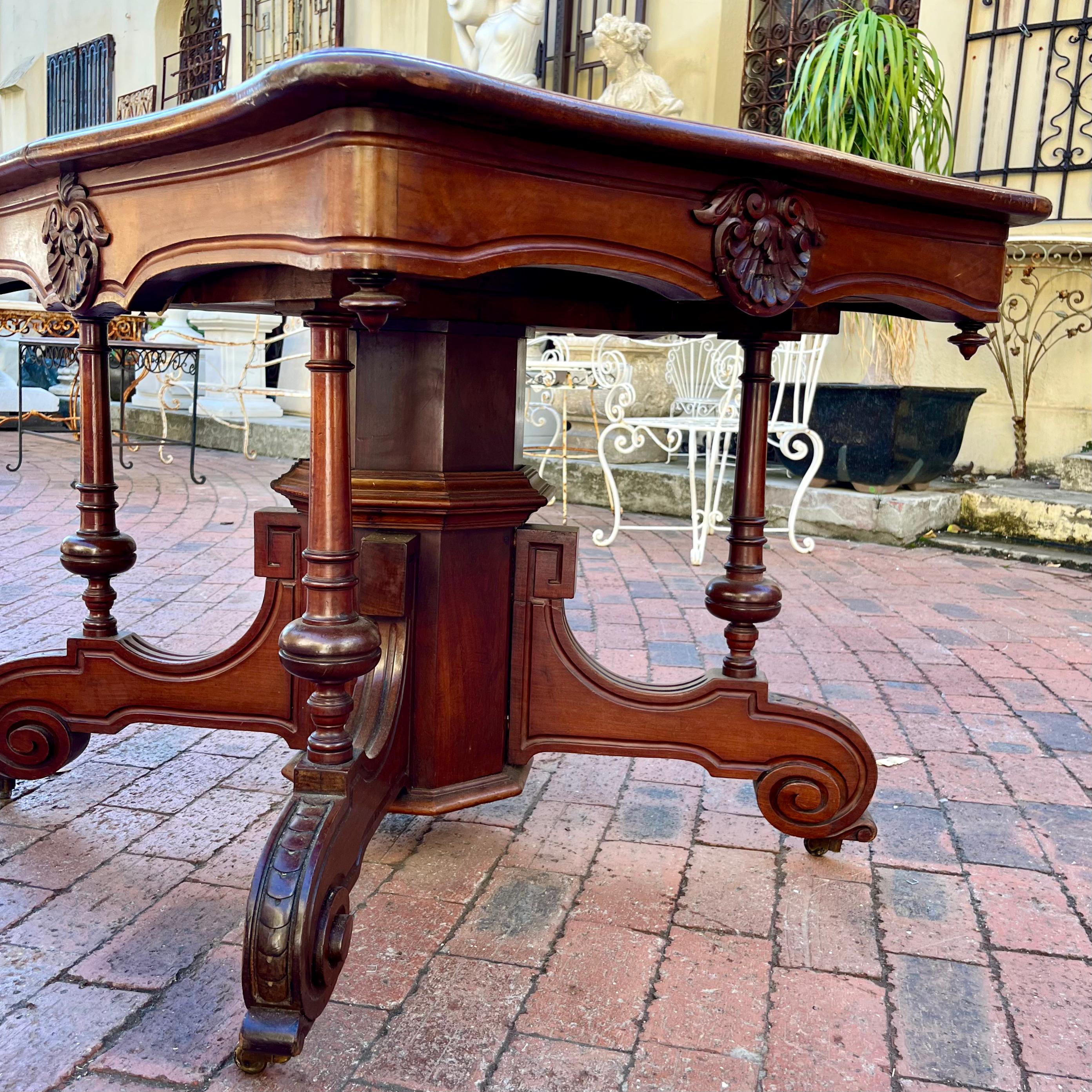 Victorian Mahogany Centre Table with Shell Carving, c. 1870