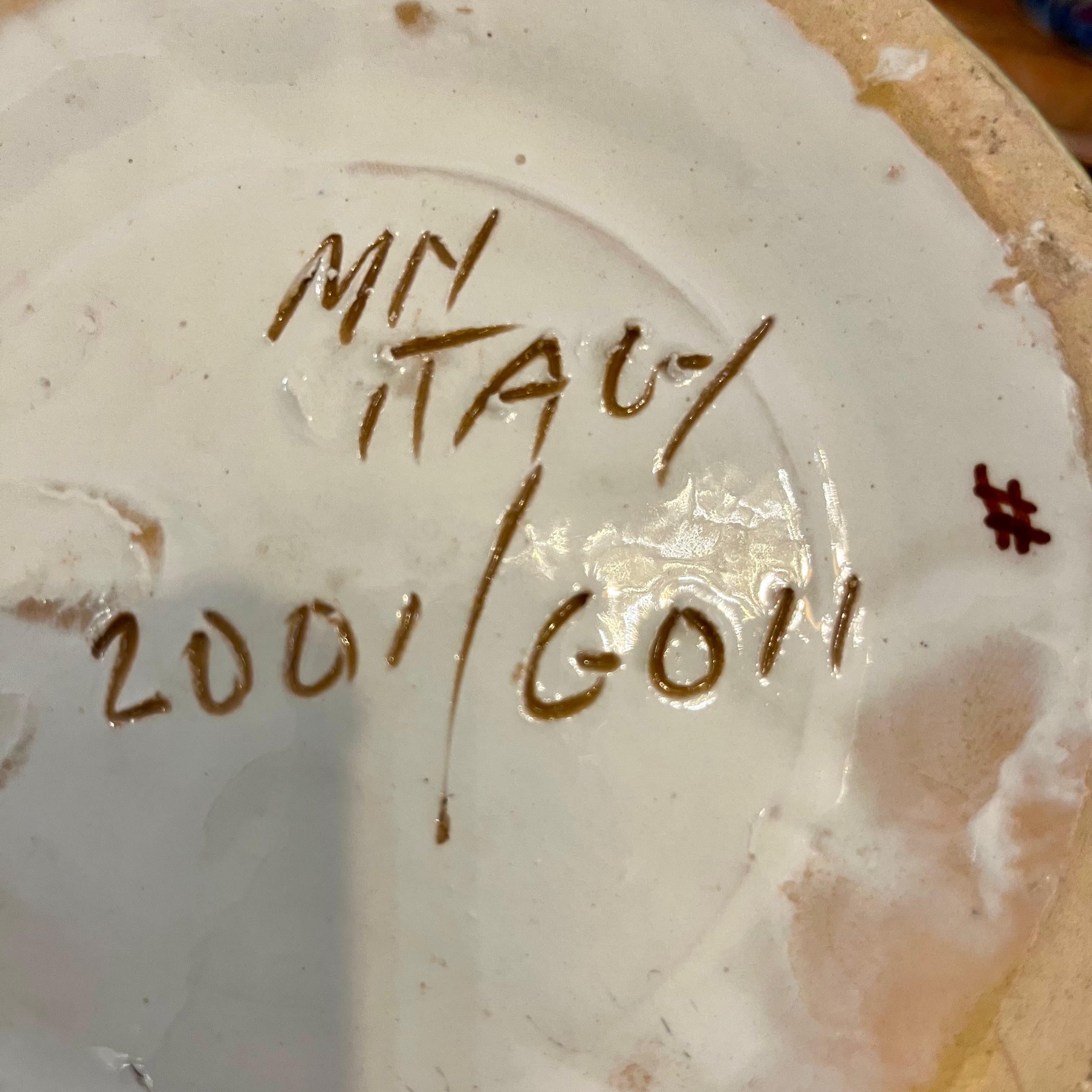 Large Hand-Painted Italian Majolica Vase, Signed and Dated 2001