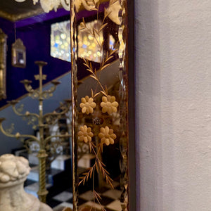Vintage Rose Gold Venetian Etched Mirror, c 1930's