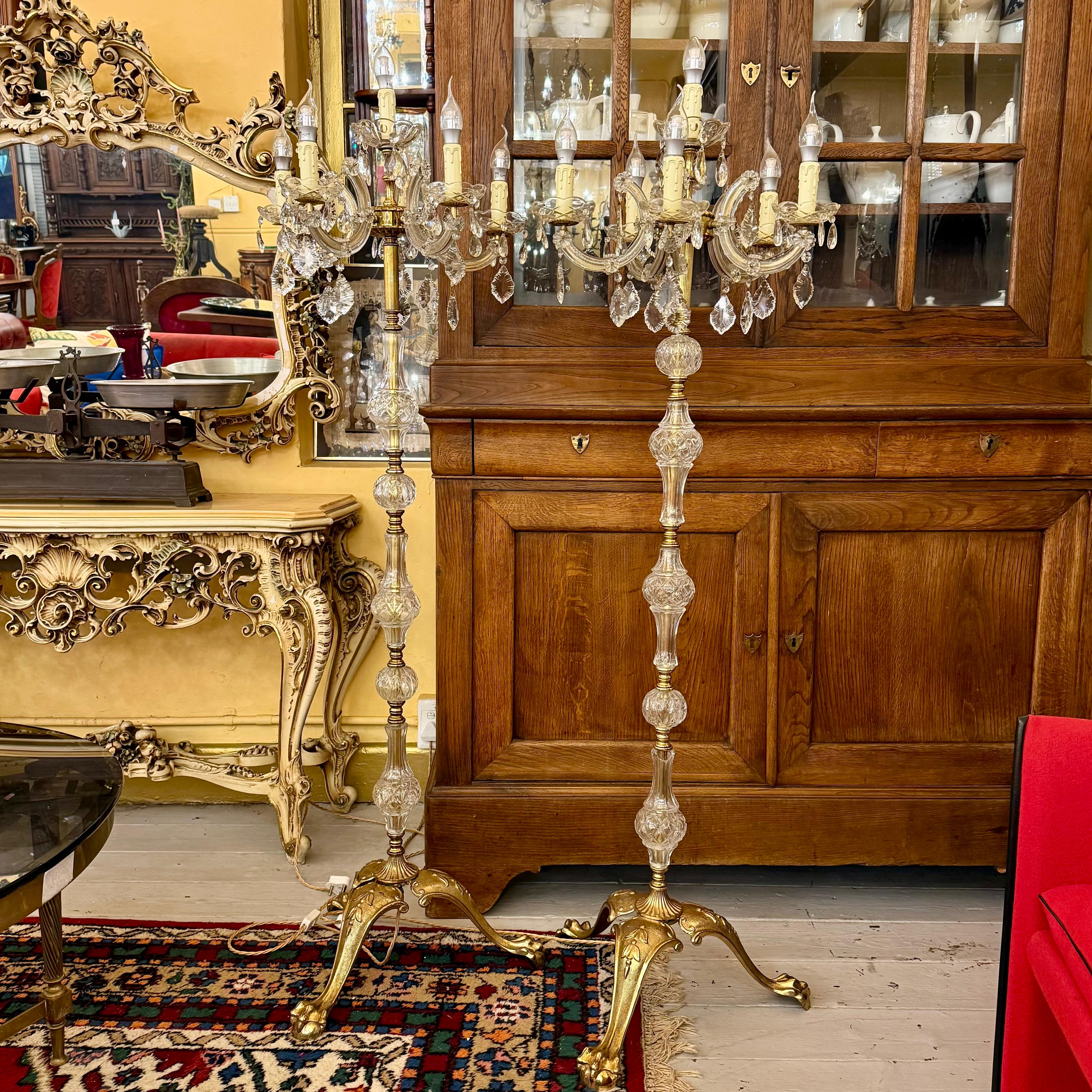 Near Pair of Italian Maria Theresa Candelabra Lamps